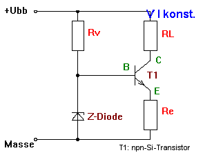 Konstantstromquelle mit einem NPN-Transistor