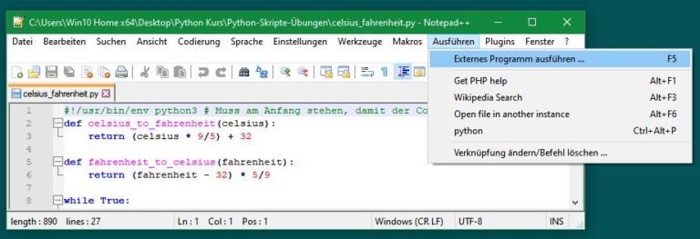 Notepad++ für Python anpassen und Python direkt aus Notepad++ ausführen ...